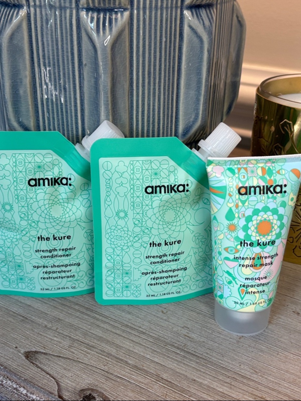 Amika Bundle of The Kure Intense Repair Mask and Strength Repair Conditioners